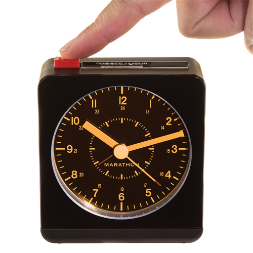 Desk Alarm Clock, Analog, Battery Operated, 3.5" W x 1.5" D x 3.75" H, Black NRZ Safety Inc.