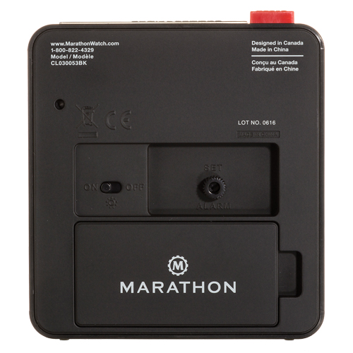 Desk Alarm Clock, Analog, Battery Operated, 3.5" W x 1.5" D x 3.75" H, Black NRZ Safety Inc.