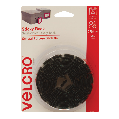 Attaches en jeton, Boucle et crochet, 5/8" dia., Adh&eacute;sif, Noir NRZ Safety Inc.
