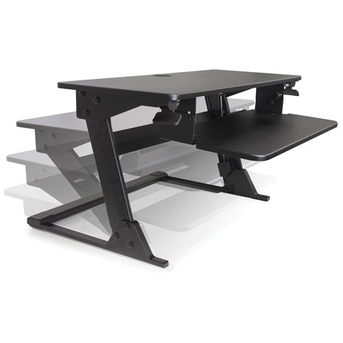 Goya Sit-Stand Workstation, Desktop Unit, 21" H x 35-2/5" W x 24" D, Black NRZ Safety Inc.