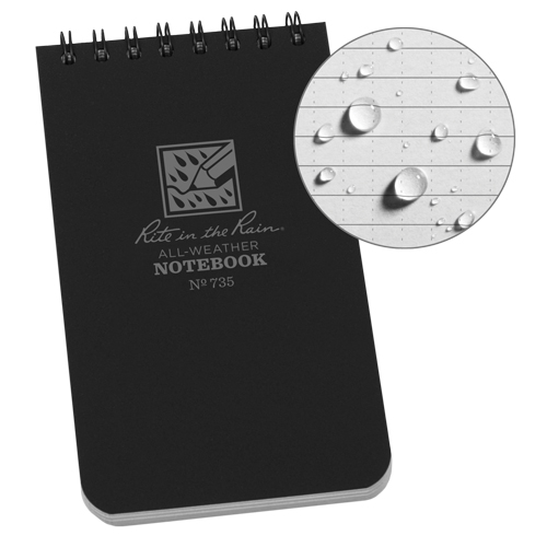 Pocket Top-Spiral Notebook, Soft Cover, Black, 100 Pages, 3" W x 5" L NRZ Safety Inc.