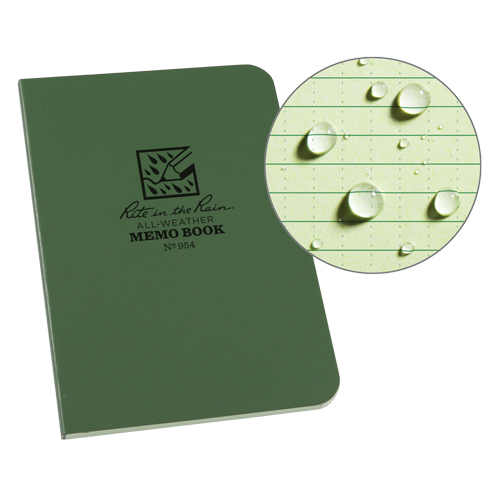 Memo Book, Soft Cover, Green, 112 Pages, 3-1/2" W x 5" L NRZ Safety Inc.