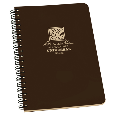 Side-Spiral Notebook, Soft Cover, Brown, 64 Pages, 4-5/8" W x 7" L NRZ Safety Inc.