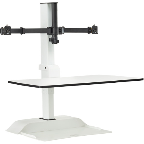 Soar Sit/Stand Electric Desk with Dual Monitor Arm, Desktop Unit, 37-1/4" H x 27-3/4" W x 22" D, White NRZ Safety Inc.