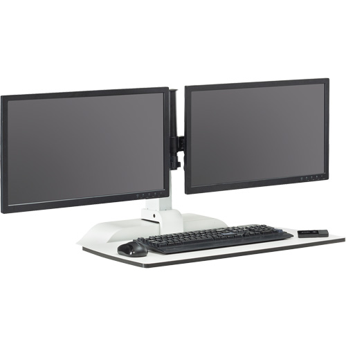 Soar Sit/Stand Electric Desk with Dual Monitor Arm, Desktop Unit, 37-1/4" H x 27-3/4" W x 22" D, White NRZ Safety Inc.