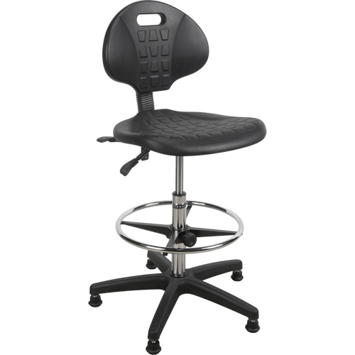Tabouret robuste et ergonomique, Stationnaire, Ajustable, 39” - 48”, Polyur&eacute;thane Si&egrave;ge, Noir NRZ Safety Inc.