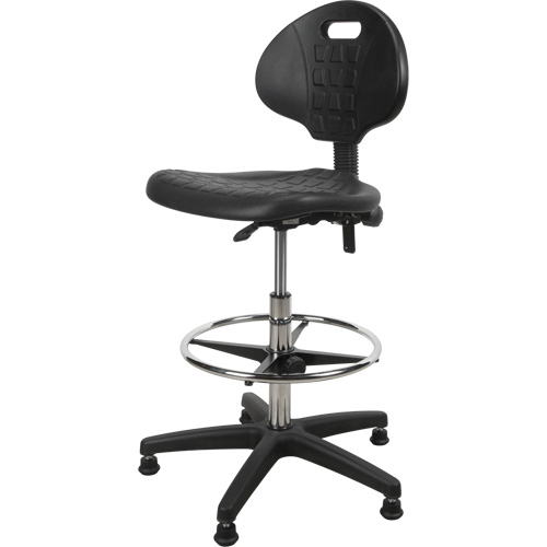 Tabouret robuste et ergonomique, Stationnaire, Ajustable, 39” - 48”, Polyur&eacute;thane Si&egrave;ge, Noir NRZ Safety Inc.