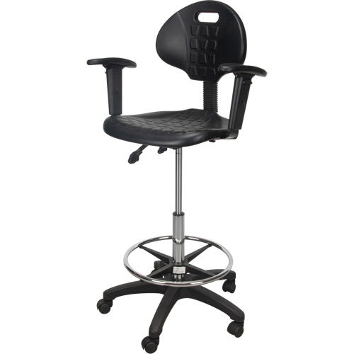 Tabouret ergonomique robuste avec accoudoirs r&eacute;glables et roulettes en nylon, Mobile, Ajustable Hauteur, Capacit&eacute; 250 lb NRZ Safety Inc.