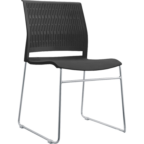 Stacking Chairs, Polypropylene, 32-3/8" High, 250 lbs. Capacity, Black NRZ Safety Inc.