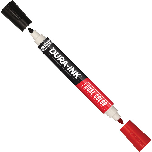 Marqueur &agrave; encre permanente et double couleur Markal Dura-Ink, Noir/Rouge, Pointe Ronde NRZ Safety Inc.