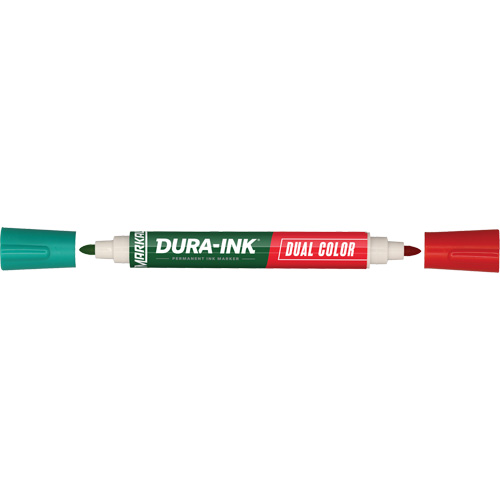 Markal&reg; Dura-Ink&reg; Dual Colour Permanent Ink Marker, Bullet, Green/Red NRZ Safety Inc.