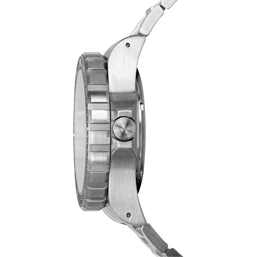 Tr&egrave;s grande montre automatique avec jour/date avec bracelet en acier inoxydable, Num&eacute;rique, &agrave; piles, 46 mm, Argent NRZ Safety Inc.