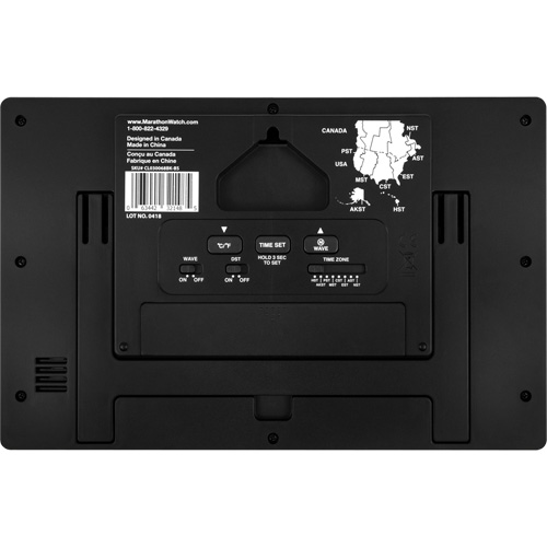 Horloge murale &agrave; r&eacute;glage et ajustement automatiques avec support, Num&eacute;rique, &agrave; piles, Noir NRZ Safety Inc.
