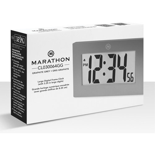 Large Frame Digital Wall Clock, Digital, Battery Operated, Silver NRZ Safety Inc.