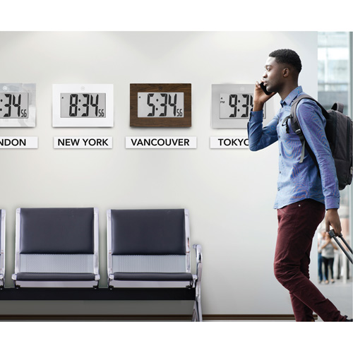 Large Frame Digital Wall Clock, Digital, Battery Operated, Silver NRZ Safety Inc.