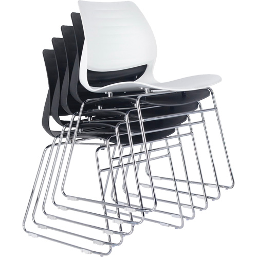 Stacking Chairs, Polypropylene, 32" High, 250 lbs. Capacity, Black NRZ Safety Inc.