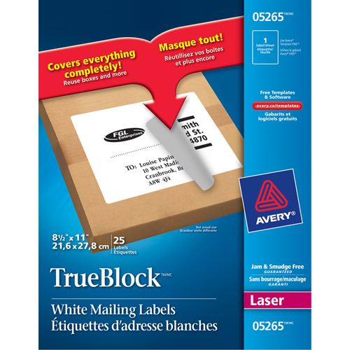 TrueBlock Laser Shipping Labels, 11" W x 8.5" L, White NRZ Safety Inc.