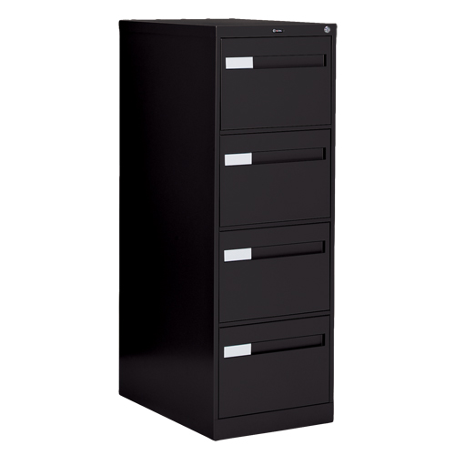 Classeur vertical &agrave; poign&eacute;es encastr&eacute;es, 4 tiroirs, 18.15" la x 26.56" p x 52" h, Noir NRZ Safety Inc.