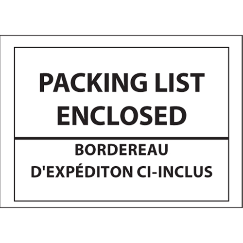 Packing List Envelopes, 4" L x 5" W, Backloading Style NRZ Safety Inc.