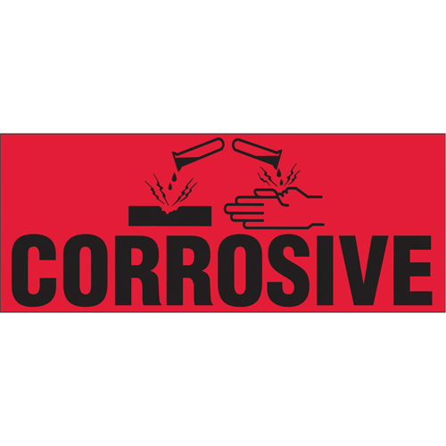 "Corrosive" Special Handling Labels, 5" L x 2" W, Black on Red NRZ Safety Inc.
