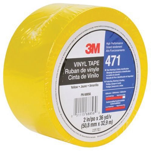 471 Vinyl Tape, 50.8 mm (2") W x 32.9 m (108') L, 5.3 mils, Yellow NRZ Safety Inc.