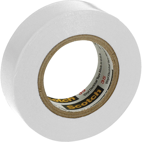 Scotch&reg; 35 Colour Coded Tape, 12.7 mm (1/2") x 6.1 m (20'), White, 7 mils NRZ Safety Inc.