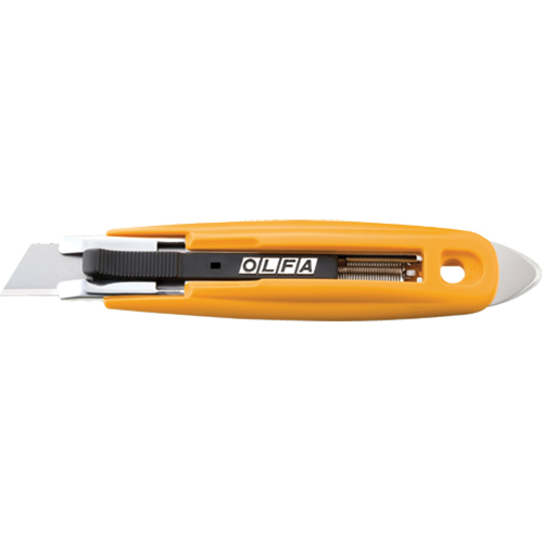 Couteau s&eacute;curitaire &agrave; lame autor&eacute;tractable avec coupe-ruban, 17,5 mm, Acier au carbone, Prise en Plastique NRZ Safety Inc.