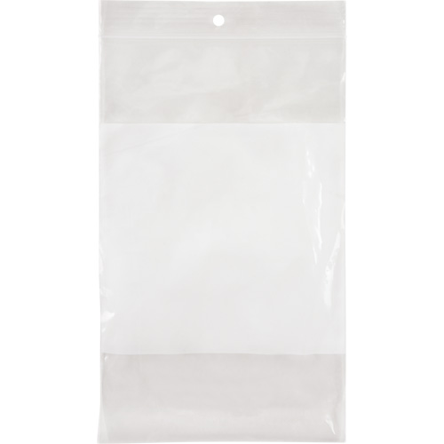 Sacs en poly avec espace inscriptible blanc, Refermable, 8" x 5", 2 mils NRZ Safety Inc.