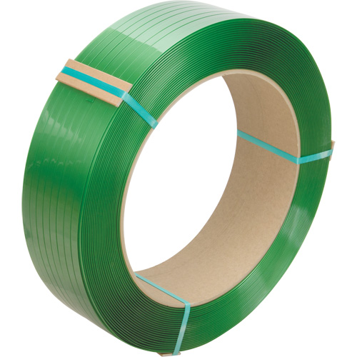 Feuillard, Polyester, 5/8" la x 4000' lo, Vert, Calibre Manuel NRZ Safety Inc.