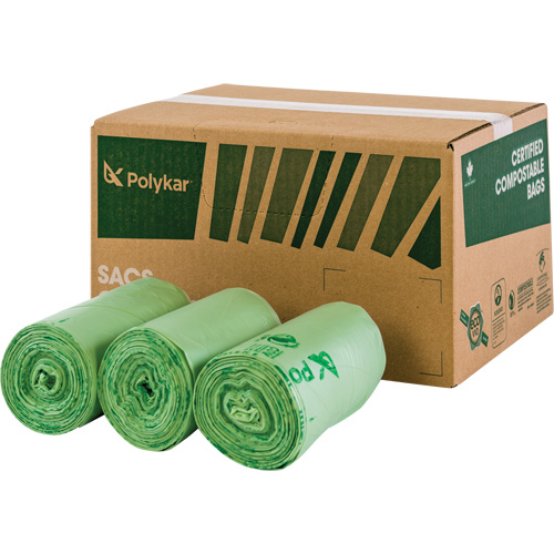 Certified Compostable Bags, Regular, 60" L x 48" W, Clear, 245 L (65 Gal.) Capacity NRZ Safety Inc.