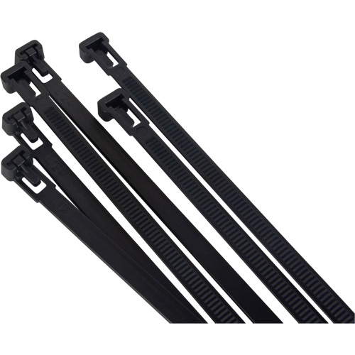 Attache-c&acirc;ble r&eacute;utilisable, Longueur 14", R&eacute;sistance &agrave; la traction 50 lb, Noir NRZ Safety Inc.