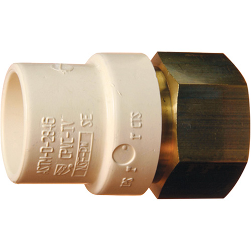 Adaptateur de tuyau filet&eacute;, Noeud x FPT, 1-1/4" dia., Laiton/PVC-C NRZ Safety Inc.