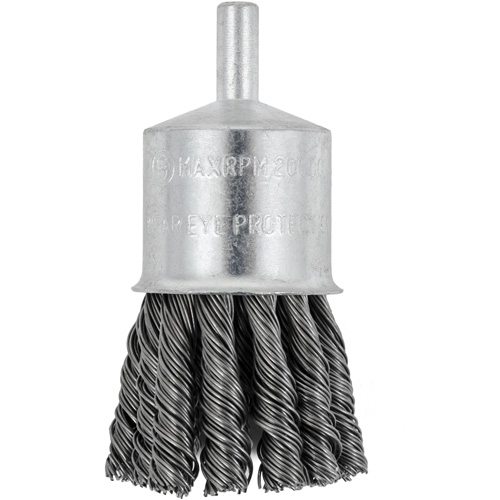 Shaft Mounted Knot Twisted End Brush, 1-1/8" Dia. x 1/4" Arbor NRZ Safety Inc.