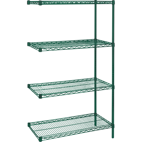 &eacute;tag&egrave;res robustes en treillis m&eacute;tallique au fini &eacute;poxy vert, Ensemble de Ajout, 4 Tablettes, 30" la x 63" h x 14" p NRZ Safety Inc.