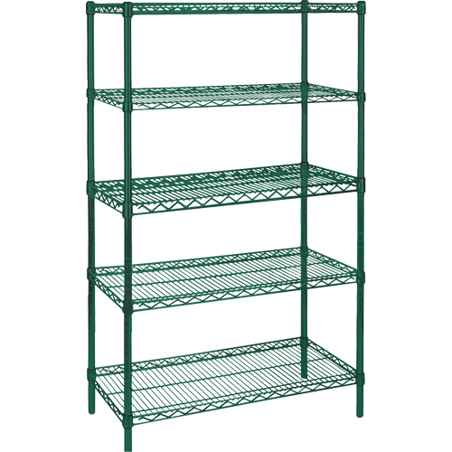 Heavy-Duty Green Epoxy Finish Wire Shelving, 5 Tiers, 36" W x 86" H x 24" D NRZ Safety Inc.