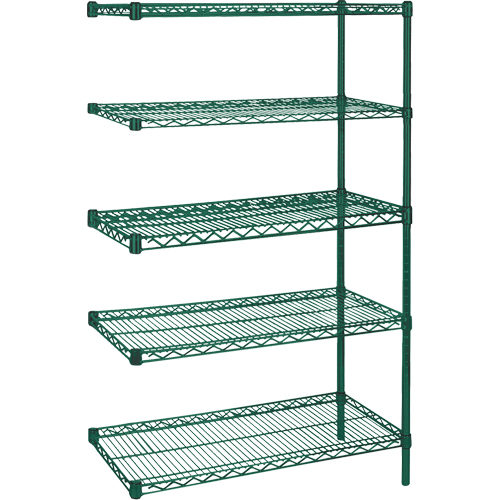 &eacute;tag&egrave;res robustes en treillis m&eacute;tallique au fini &eacute;poxy vert, Ensemble de Ajout, 5 Tablettes, 36" la x 86" h x 18" p NRZ Safety Inc.