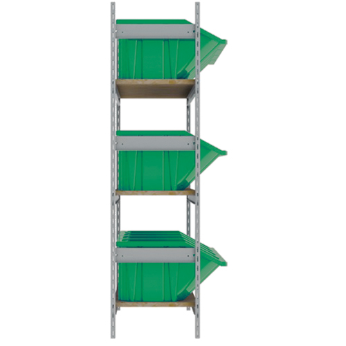 Wide Span Shelving with Jumbo Plastic Bins, Steel, Boltless, 800 lbs. Capacity, 66" W x 60" H x 18" D NRZ Safety Inc.