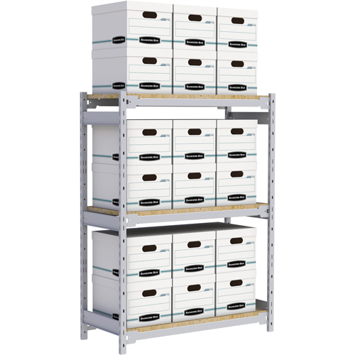 Wide Span Record Storage Shelving, Steel, 3 Shelves, 42" W x 18" D x 60" H NRZ Safety Inc.