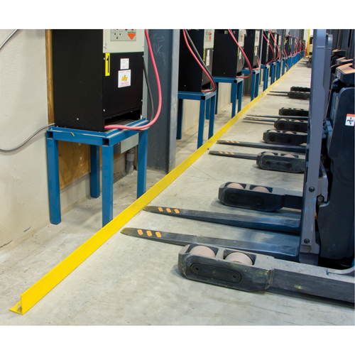 Rails protecteurs arr&ecirc;ts de charge avec ancrage au sol, Acier, 48" lo x 5" h, Jaune NRZ Safety Inc.