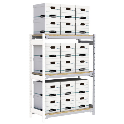 Wide Span Record Storage Shelving, Steel, 3 Shelves, 42" W x 18" D x 60" H, Add-On Kit NRZ Safety Inc.