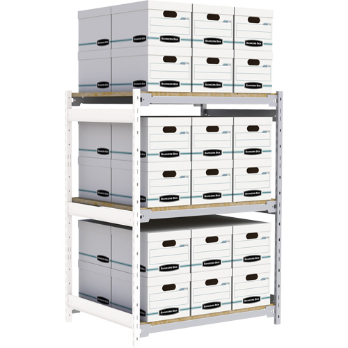 Wide Span Record Storage Shelving, Steel, 3 Shelves, 42" W x 32" D x 60" H, Add-On Kit NRZ Safety Inc.