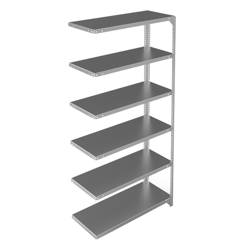 Shelving Unit, Galvanized Steel, Slotted Angle, 400 lbs. Capacity, 36" W x 72" H x 15" D NRZ Safety Inc.
