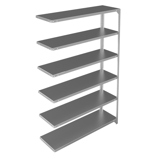 Shelving Unit, Galvanized Steel, Slotted Angle, 300 lbs. Capacity, 48" W x 72" H x 15" D NRZ Safety Inc.