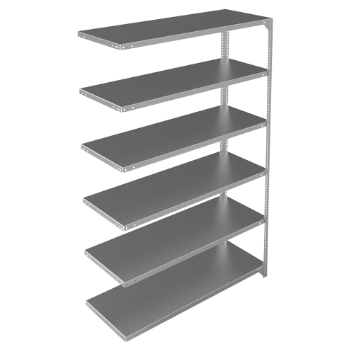 Shelving Unit, Galvanized Steel, Slotted Angle, 275 lbs. Capacity, 48" W x 72" H x 18" D NRZ Safety Inc.