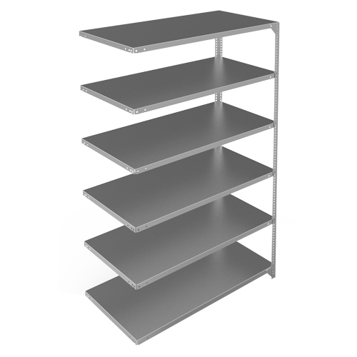 Shelving Unit, Galvanized Steel, Slotted Angle, 275 lbs. Capacity, 48" W x 72" H x 24" D NRZ Safety Inc.
