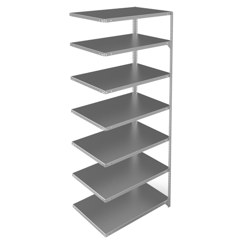Shelving Unit, Galvanized Steel, Slotted Angle, 400 lbs. Capacity, 36" W x 84" H x 24" D NRZ Safety Inc.