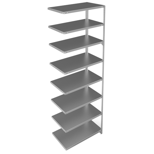 Shelving Unit, Galvanized Steel, Slotted Angle, 400 lbs. Capacity, 36" W x 96" H x 18" D NRZ Safety Inc.