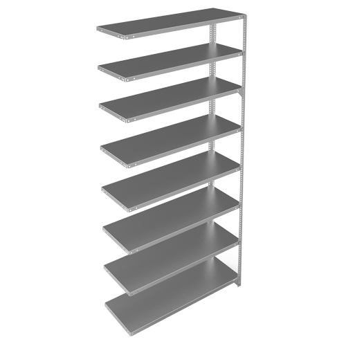 Shelving Unit, Galvanized Steel, Slotted Angle, 300 lbs. Capacity, 48" W x 96" H x 15" D NRZ Safety Inc.