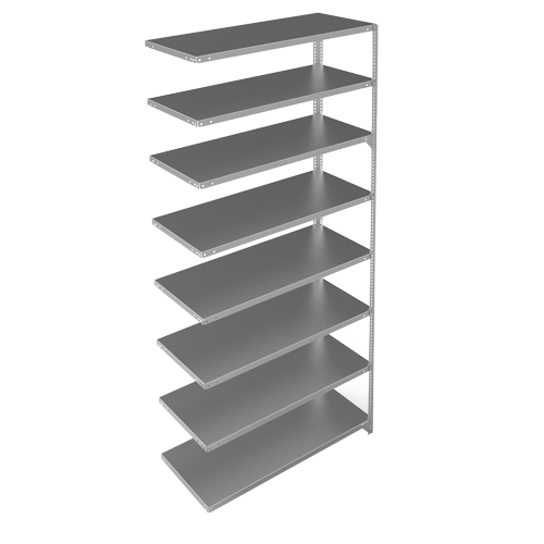 Shelving Unit, Galvanized Steel, Slotted Angle, 275 lbs. Capacity, 48" W x 96" H x 18" D NRZ Safety Inc.