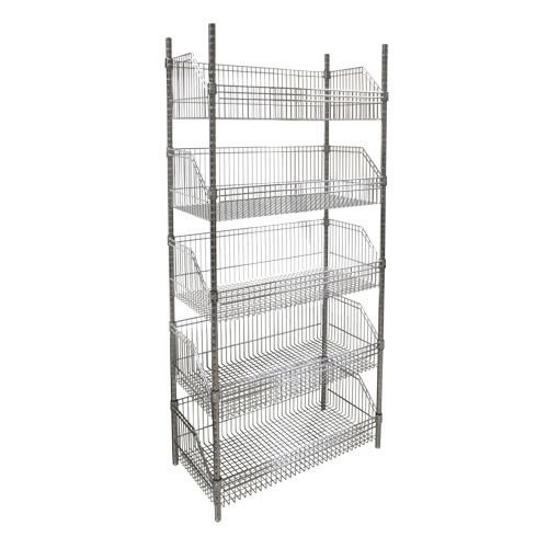 Wire Basket Shelving Unit, 5 Tiers, 48" W x 74" H x 24" D NRZ Safety Inc.
